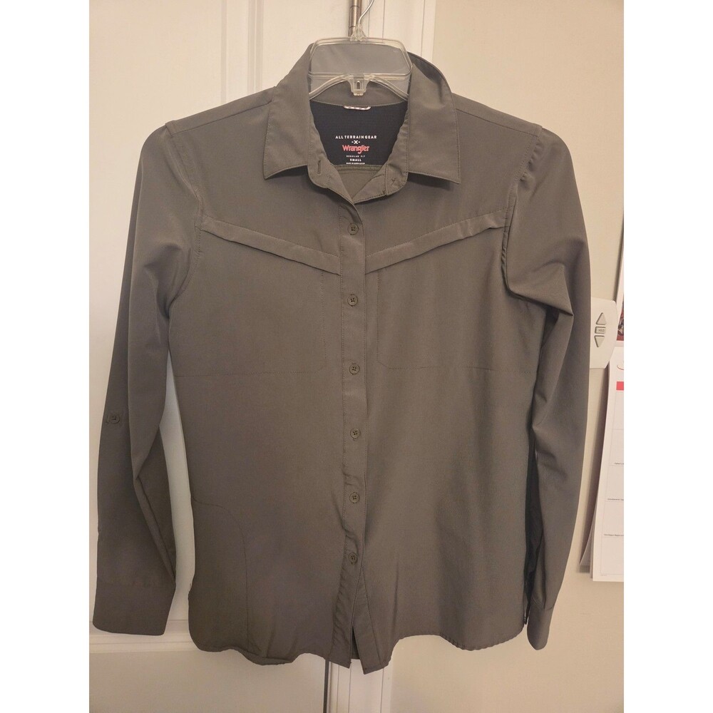 Wrangler All Terrain Gear Olive Green Button Down Shirt Women's Size S